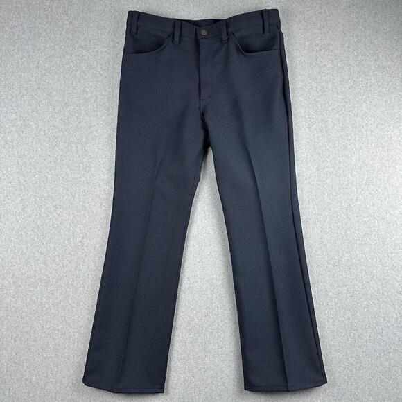 Vintage Levi's Slacks Blue Pleated 35x30 Made in USA 90s Y2K Bootcut Dress Pants - Picture 1 of 9